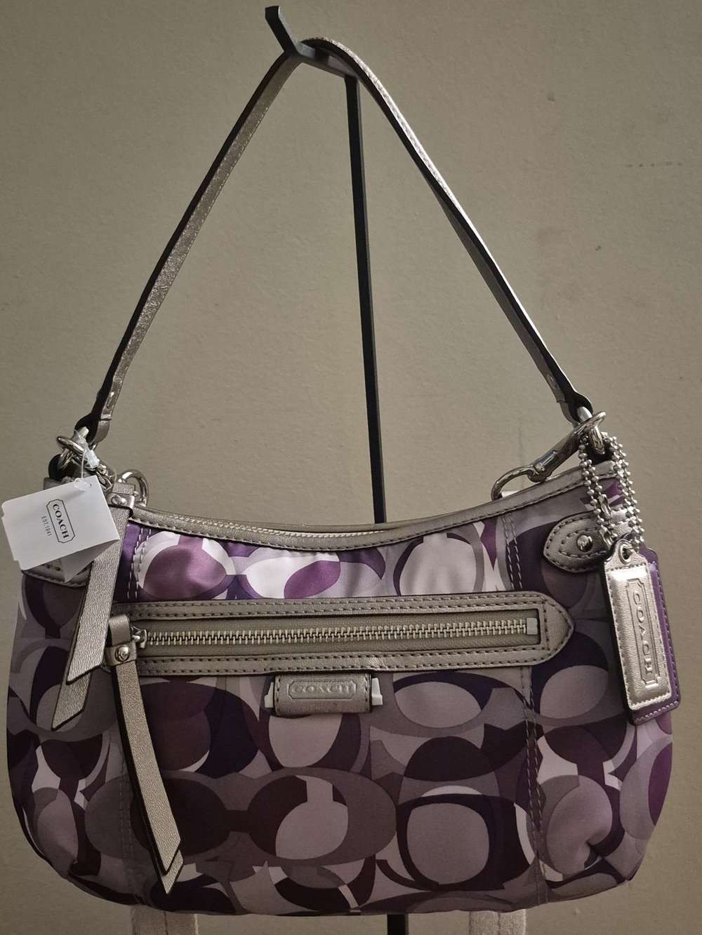 Coach Purple/lilac Signature C Pattern Shoulder Bag with Metallic Trim